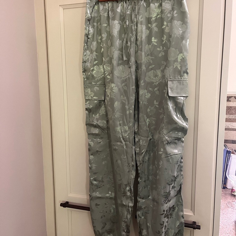 Sage Green Satin Pijama Bottoms